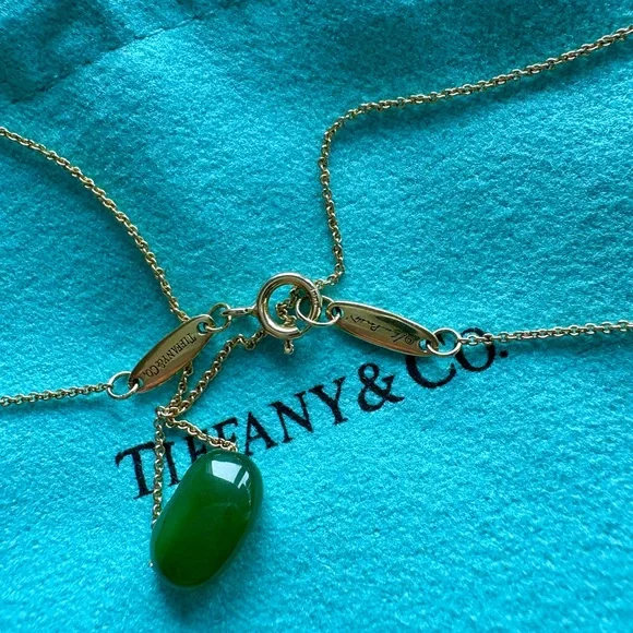 Tiffany & Co. Green and Gold Necklace with Heart Pendant
